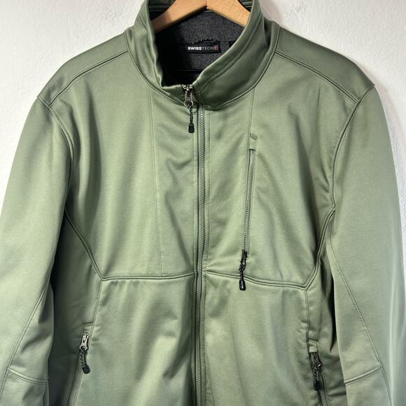 SWISS TECH MEN'S OLIVE GREEN FULL ZIP LONG SLEEVE JACKET SIZE LARGE WINTER - Picture 8 of 8